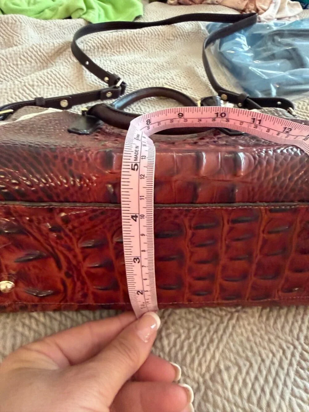 Brahmin Womens Arno Pecan Azuma Multi-toned Handbag Medium Croc-embossed Leather